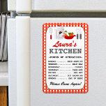 Kitchen Hours (Personalized) Magnet<br><div class="desc">Cute,  personalized kitchen hours magnet.  PLEASE NOTE: resizing to the smaller magnet will cause the entire "menu" to be cut off in the final printing.</div>