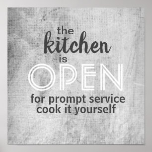 kitchen humourous quote  wall art on grey