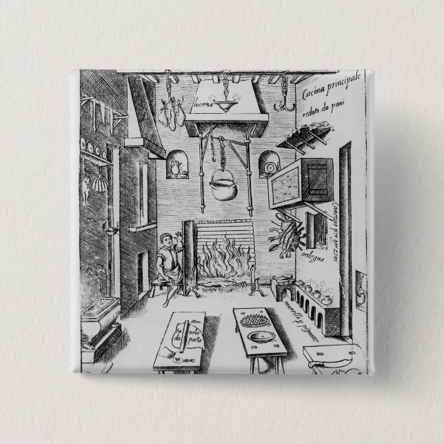 Kitchen interior 15 cm square badge (Front)