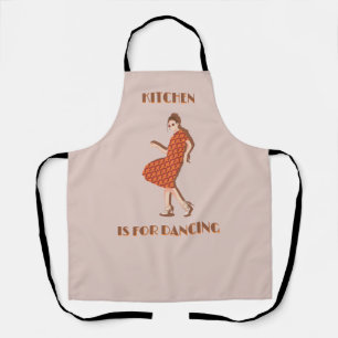 Kitchen is for Dancing Orange-Beige Apron