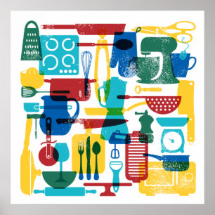 Kitchen Items Fiesta Colours Square Poster