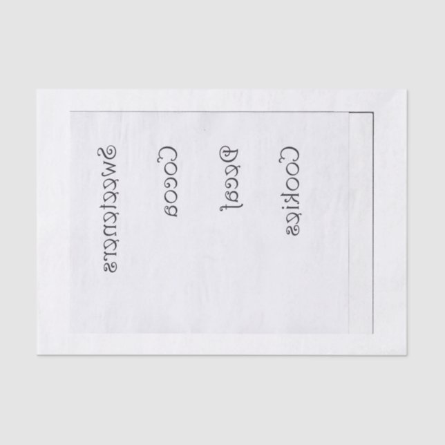 Kitchen Jar Labels reversed for transfers Tissue Paper (Front)