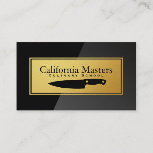 Kitchen Knife Black Gloss Gold Metal Business Card