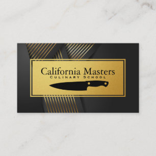 Kitchen Knife   Black Ribbons   Gold Stripes Business Card