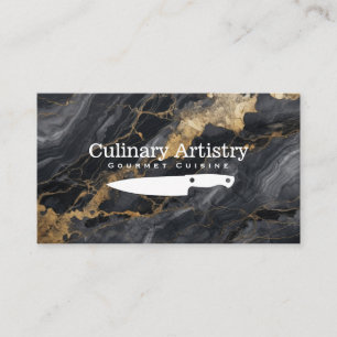 Kitchen Knife   Gold Black Marble   Chef Business Card