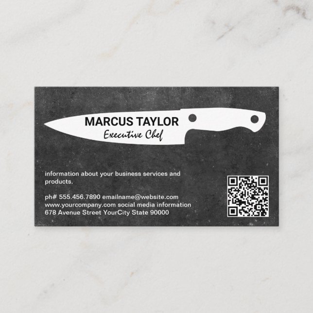 Kitchen Knife | QR Code Business Card Magnet (Front)