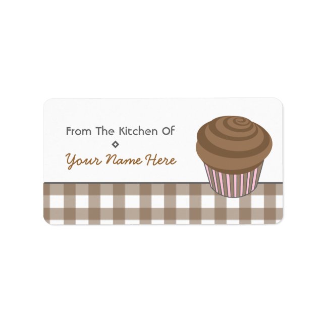 Kitchen Label - Chocolate Cupcake and Gingham (Front)