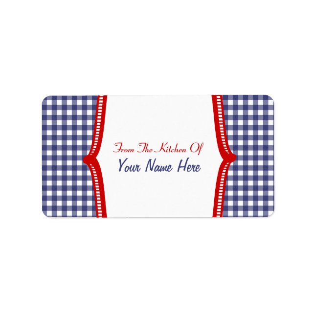 Kitchen Label- "From The Kitchen Of" Blue Gingham Label (Front)
