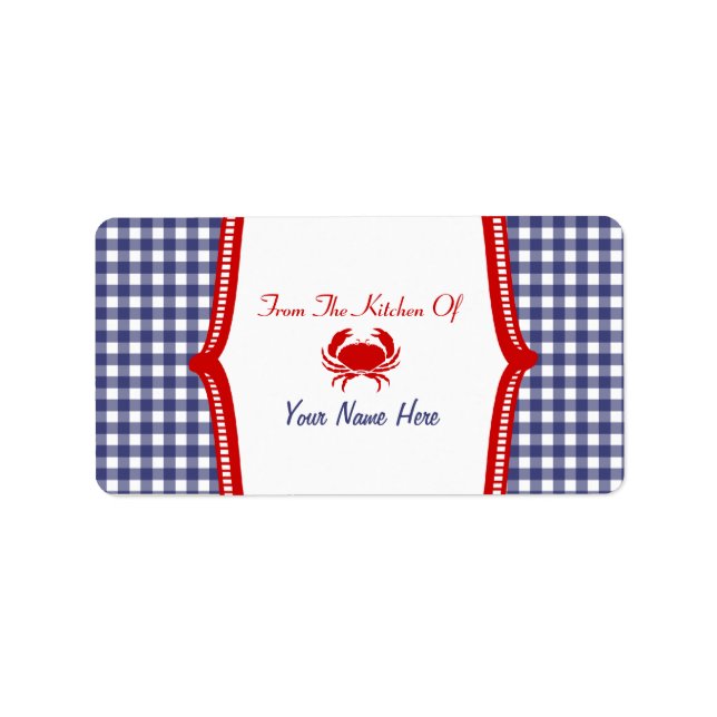 Kitchen Label- "From The Kitchen Of"  Crab Label (Front)