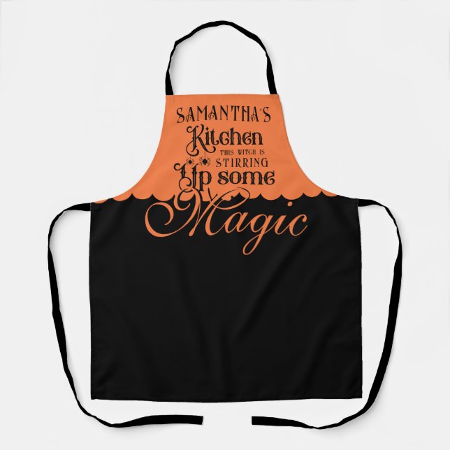 Kitchen Magic Funny Witchy Gothic Halloween Gift Apron (Front)