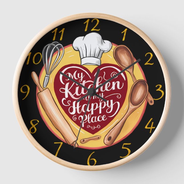 Kitchen Magic: My Happy Place Heart Sign Clock (Front)