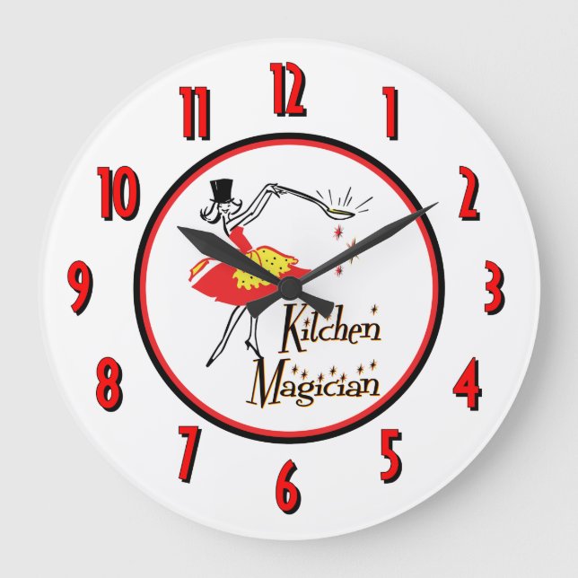 Kitchen Magician Red Numbers Wall Clock (Front)