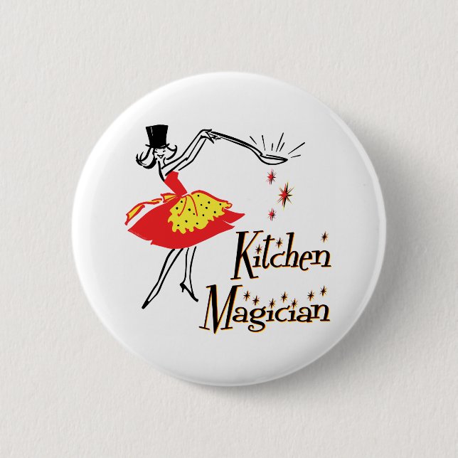 Kitchen Magician Retro Cooking Art Button (Front)