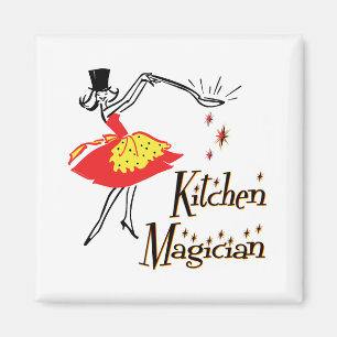Kitchen Magician Retro Cooking Art Magnet