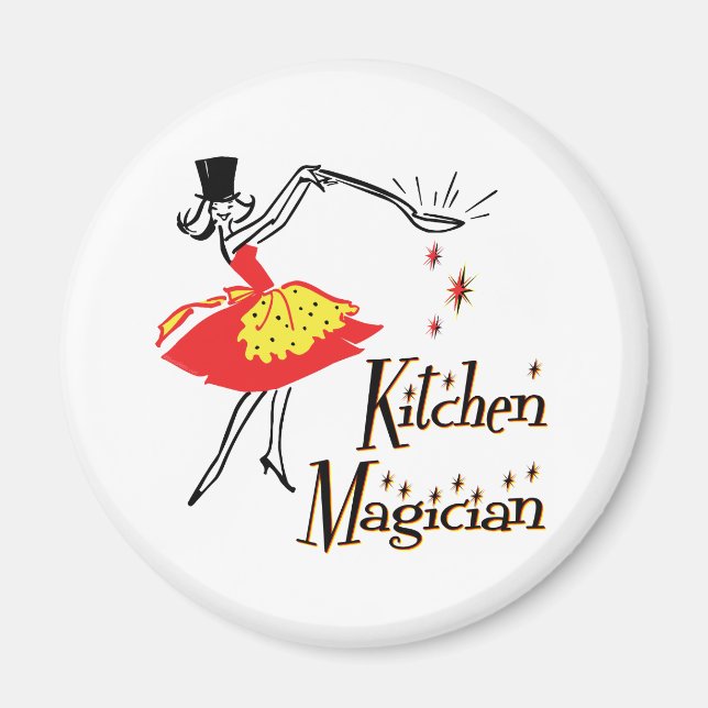 Kitchen Magician Retro Cooking Art Magnet (Front)