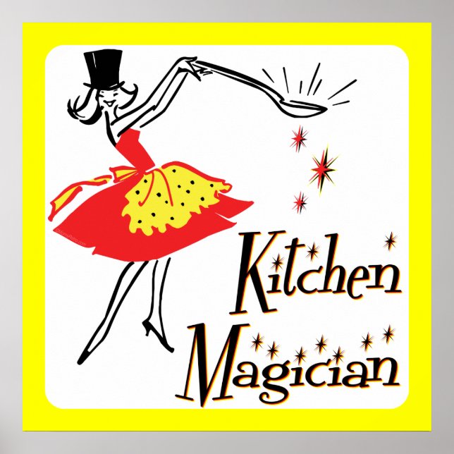 Kitchen Magician Retro Cooking Art Poster (Front)
