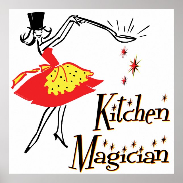 Kitchen Magician Retro Cooking Art Poster (Front)