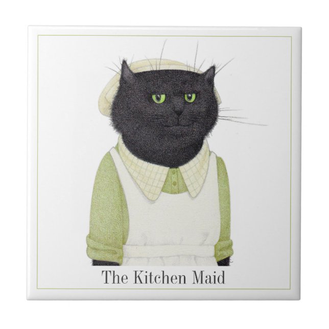 KITCHEN MAID CAT 4.25" Square Ceramic Tile + Text (Front)