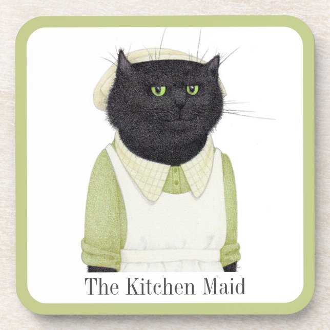 KITCHEN MAID CAT Hard Plastic Coasters + Text (Front)