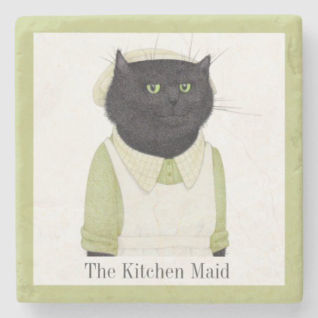 KITCHEN MAID CAT Marble Stone Coaster + Text (Front)