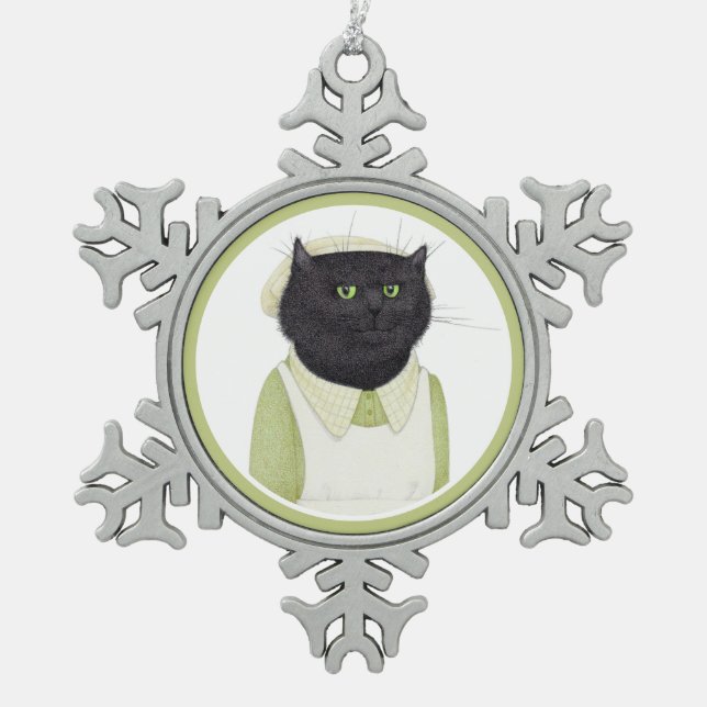 KITCHEN MAID CAT Pewter Snowflake Ornament (Front)