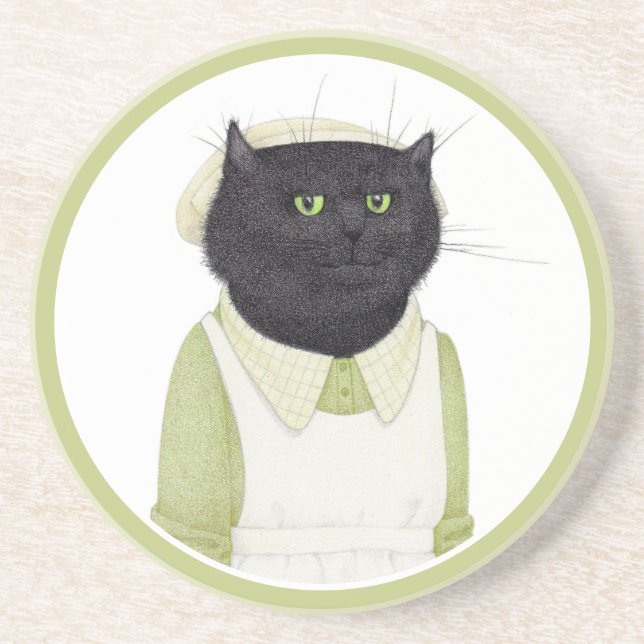 KITCHEN MAID CAT Round Sandstone Coaster (Front)