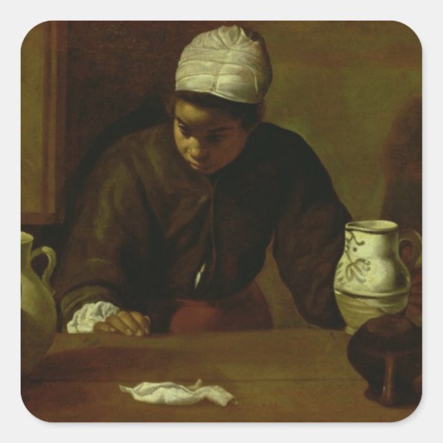 Kitchen Maid with the Supper at Emmaus, c.1618 Square Sticker (Front)