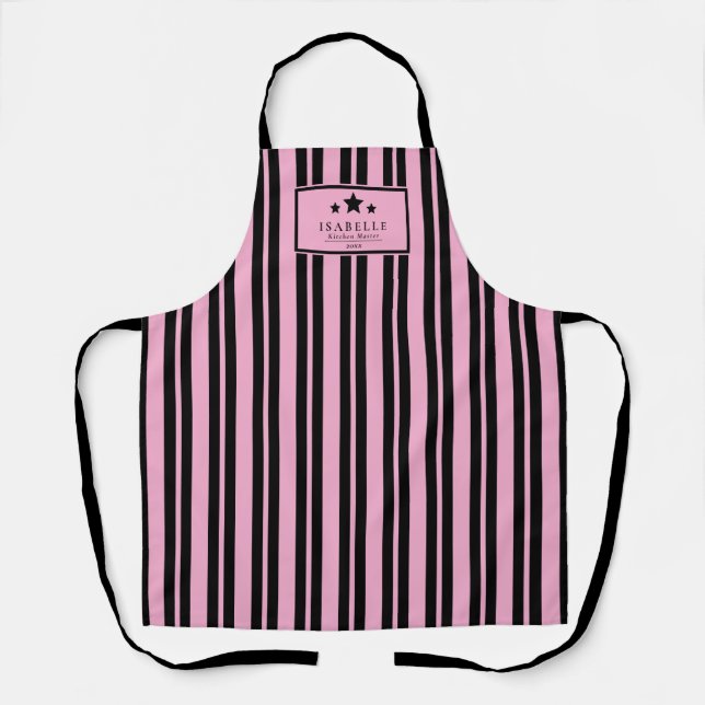 Kitchen Master Stars Black & Pink Apron (Front)