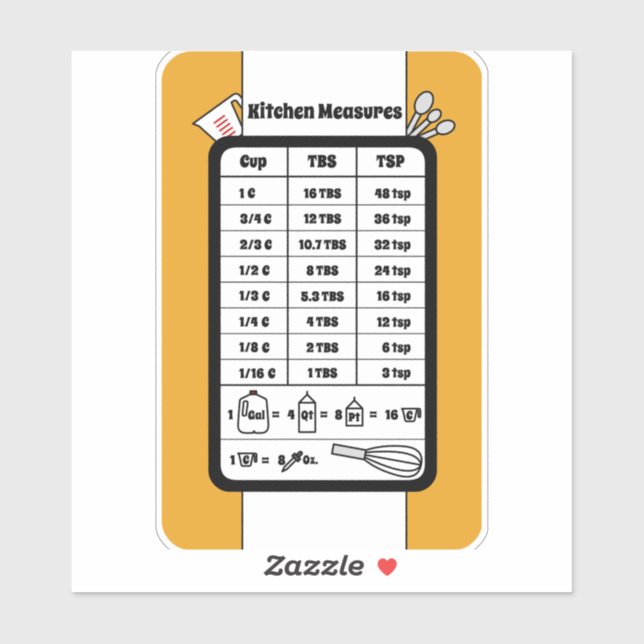 Kitchen Measurement Helper in Marigold Sticker (Sheet)
