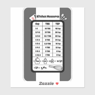 Kitchen Measurement Helper in Pewter Sticker
