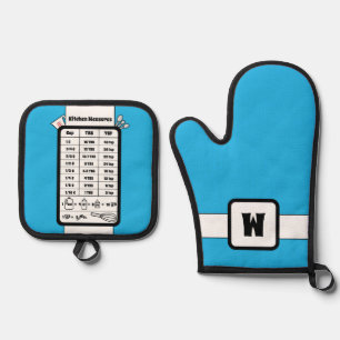 Kitchen Measurement Helper in Robin Egg Oven Mitt & Pot Holder Set