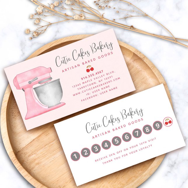 Kitchen Mixer Blush Pink Bakery Pastry Chef Simple Loyalty Card (Creator Uploaded)