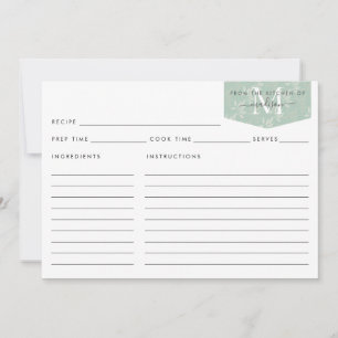 Kitchen Monogram Script Teal Floral Foliage Recipe