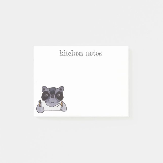 Kitchen Notes Cute Cartoon Racoon (Front)