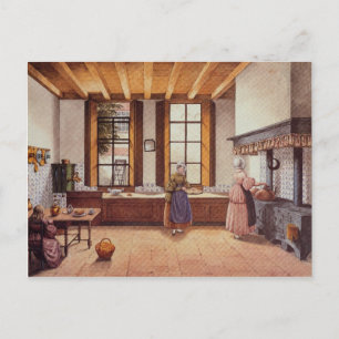 Kitchen of the Zwijnshoofd Hotel at Arnhem, 1838 Postcard