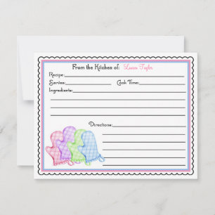 Kitchen Oven Mitts Baking Cooking Recipe Cards