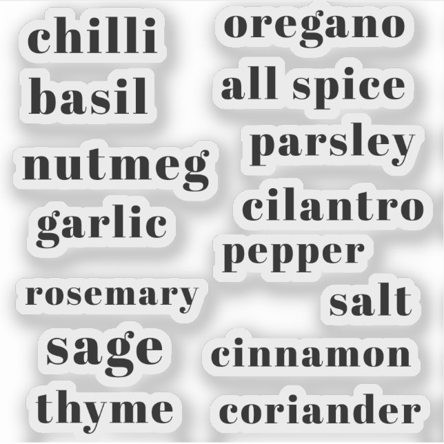Kitchen Pantry Cupboard Herbs Spices Flavour Label (Front)
