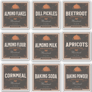 Kitchen Pantry Label Set 1 Vintage Dark Paper