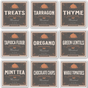 Kitchen Pantry Label Set 3 Vintage Dark Paper