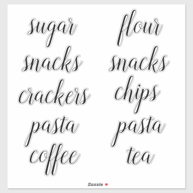 Kitchen Pantry Organisation Script Label Sticker (Sheet)