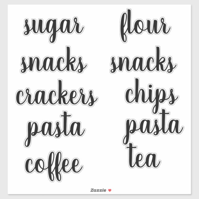 Kitchen Pantry Organisation Script Label Sticker (Sheet)
