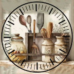 Kitchen Pantry Rustic Utensil Clock<br><div class="desc">A rustic vintage display of kitchen utensils dress up this pantry clock.</div>