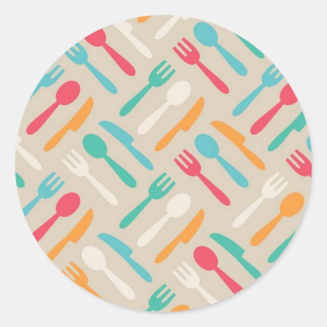 Kitchen pattern 3 classic round sticker (Front)