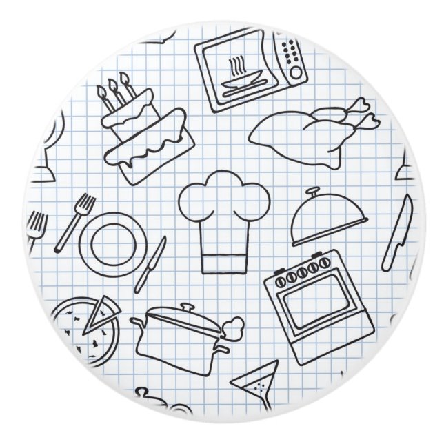 Kitchen Pattern 4 Ceramic Knob (Front)