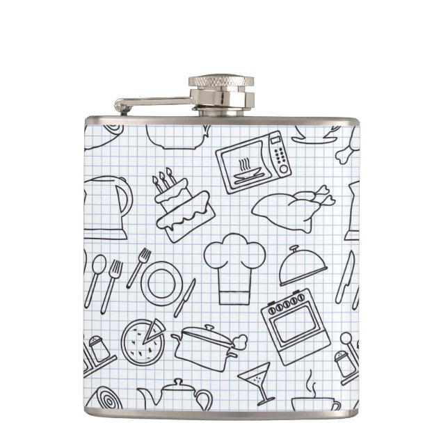 Kitchen Pattern 4 Hip Flask (Front)