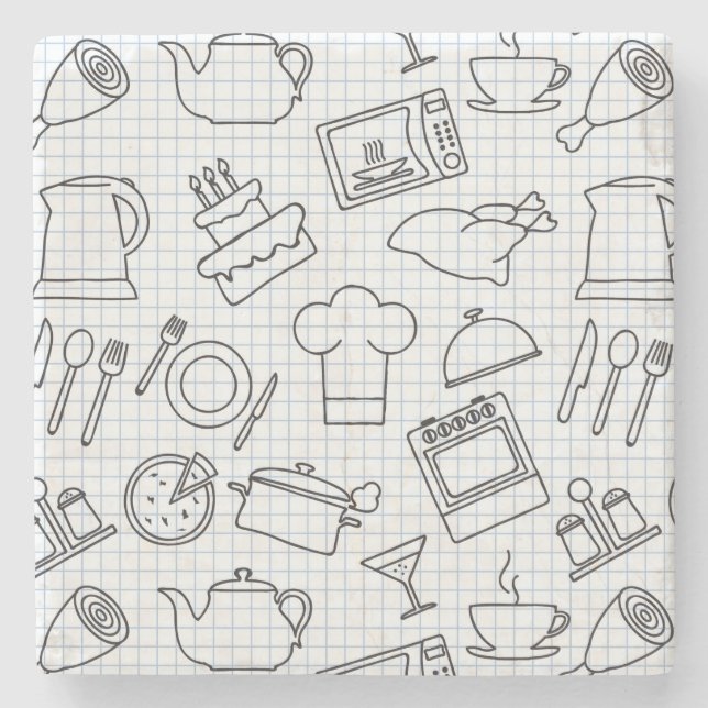 Kitchen Pattern 4 Stone Coaster (Front)