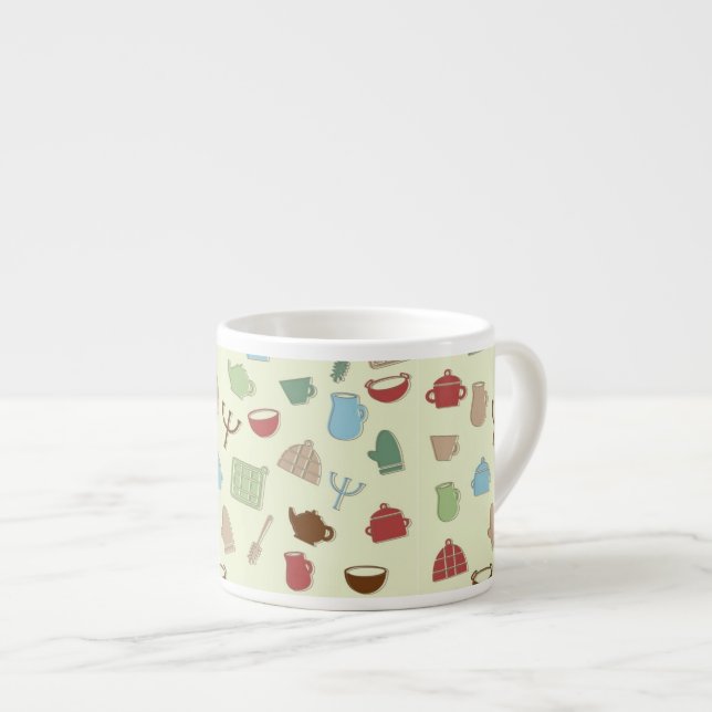 Kitchen pattern espresso cup (Front Right)