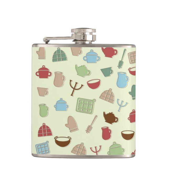 Kitchen pattern hip flask (Front)