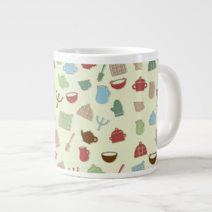 Kitchen pattern large coffee mug