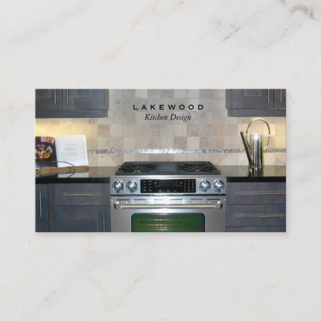 Kitchen Photo Business Card Taupe (Front)